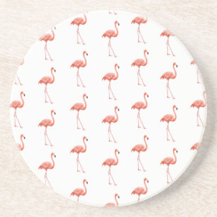 Feminine Pink Flamingo Pattern Coaster