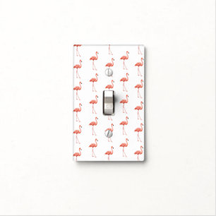 Feminine Pink Flamingo Pattern Light Switch Cover