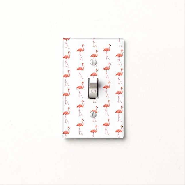 Feminine Pink Flamingo Pattern Light Switch Cover (In Situ)