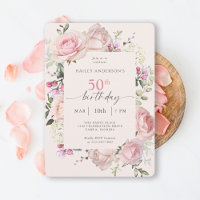Feminine Pink Floral 50th Birthday Party