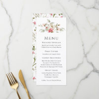 Feminine Pink Floral Event Menu