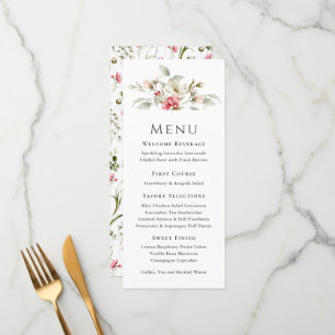 Feminine Pink Floral Event Menu