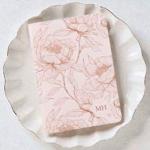 Feminine Pink Floral Pattern Simple Monogrammed Passport Holder