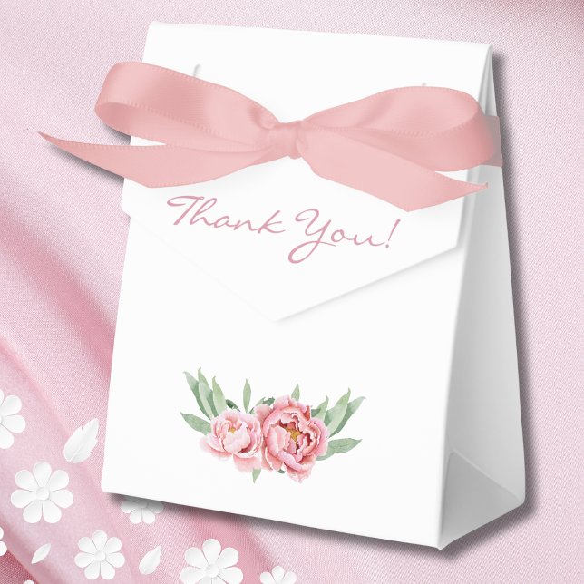 Feminine Pink Floral Peony Bridal Shower Favor Boxes (Creator Uploaded)