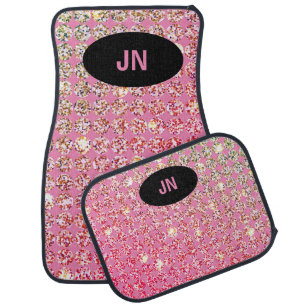 Feminine Pink Gem Custom Initials or Monogrammed Car Floor Mat