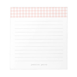 Feminine Pink Gingham Typewriter Name Notepad