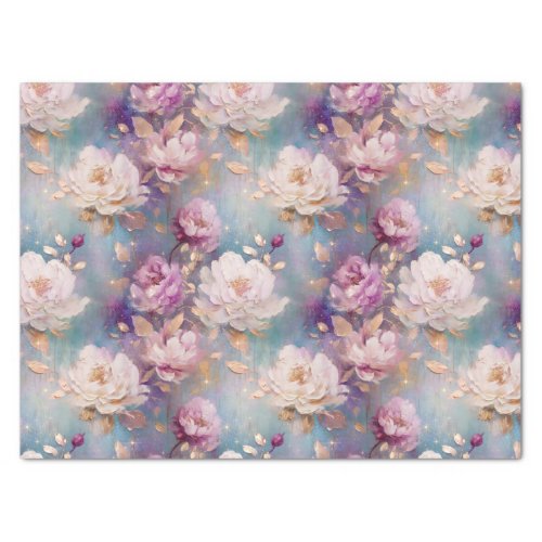 Feminine Pink Gold and White Floral Tissue Paper