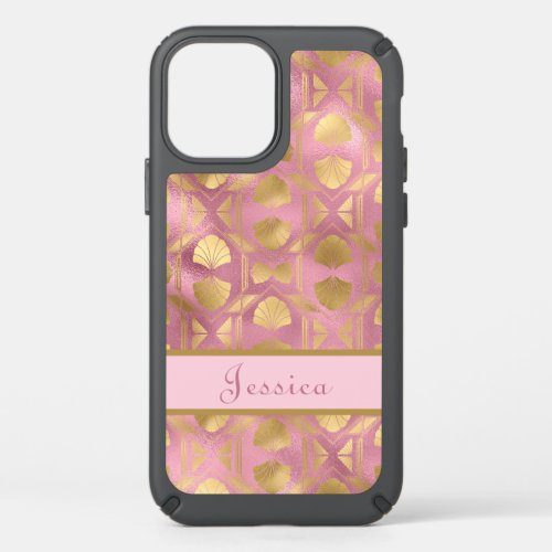 Feminine Pink Gold Girly Stylish Botanical Speck iPhone 12 Case