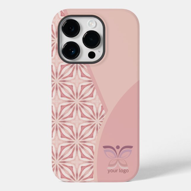 Feminine Pink Logo or QR Code Geometric Pattern Case-Mate iPhone Case (Back)