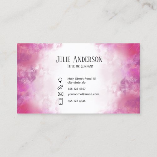 Feminine Pink marble floating ink Business Card