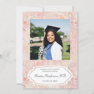 Feminine Pink Marble Graduation Party Invitation