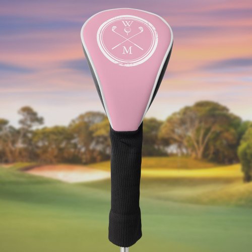 Feminine Pink Monogram Initials Golf Head Cover