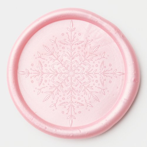 Feminine Pink Ornate Snowflake Wax Seal Sticker