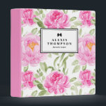 Feminine Pink Peonies Floral Pattern Personalized 3 Ring Binder<br><div class="desc">Pretty floral theme binder. It features watercolor floral pattern of yellow peonies and greenery. Personalize by adding names and other details. This pink floral pattern is a perfect way to organize your recipes,  taxes,  documents and so much more.</div>