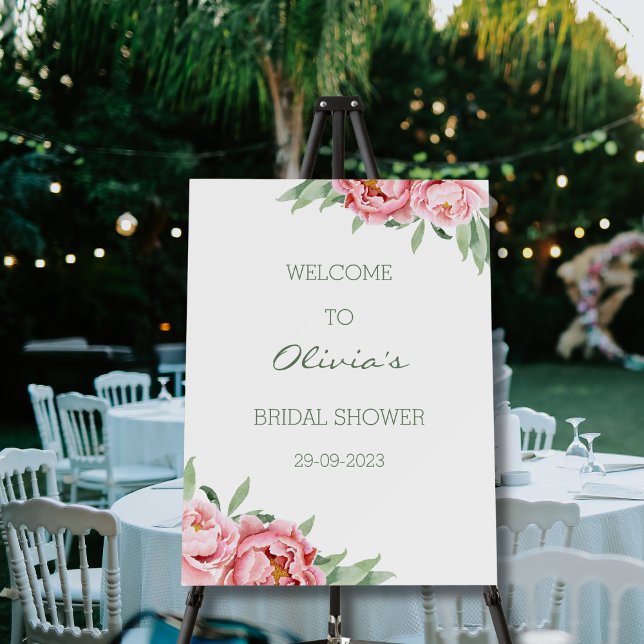 Feminine Pink Peony Bridal Shower Welcome Sign (Creator Uploaded)