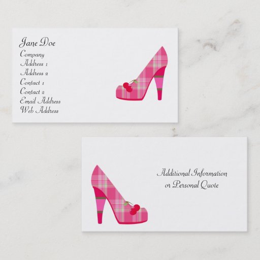 Customizable Feminine Pink Plaid Business Cards