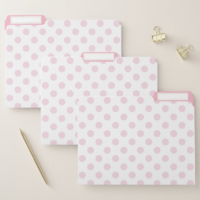 Feminine Pink Polka Dot Patterned File Folder (Set)