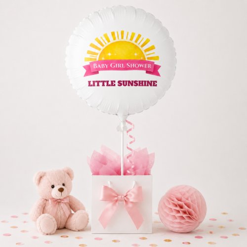 Feminine Pink Ribbon Little Sunshine Baby Shower Balloon