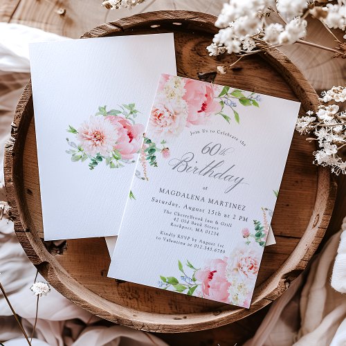 Feminine Pink Roses Floral 60th Birthday Party
