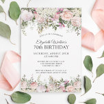 Feminine Pink Roses Floral 70th Birthday Party Invitation<br><div class="desc">A beautifully feminine party invitation to celebrate an 70th birthday in elegant style,  this Irresistible floral design is bordered in charming pink roses,  mixed flowers and trailing greenery  All of the text may be personalized for your party,  including the guest of honor's age.</div>