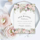 Feminine Pink Roses Floral 80th Birthday Party Invitation<br><div class="desc">A beautifully feminine party invitation to celebrate a 80th birthday in elegant style,  this Irresistible floral design is bordered in charming pink roses,  mixed flowers and trailing greenery  All of the text may be personalized for your party,  including the guest of honor's age.</div>
