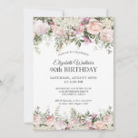 Feminine Pink Roses Floral 90th Birthday Party Invitation<br><div class="desc">A beautifully feminine party invitation to celebrate a 90th birthday in elegant style, this irresistible floral design is bordered in charming pink roses, mixed flowers and trailing greenery All of the text may be personalized for your party, including the guest of honor's age. This invitation is available as a printed...</div>