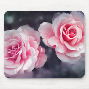 Feminine Pink Roses Floral Photo Mouse Pad