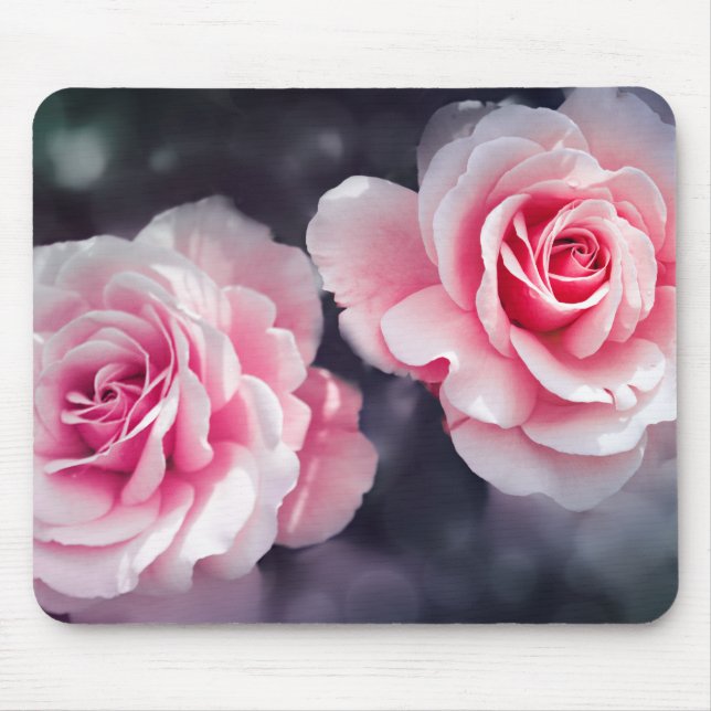 Feminine Pink Roses Floral Photo Mouse Pad (Front)