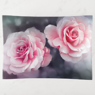 Feminine Pink Roses Floral Photo Trinket Tray