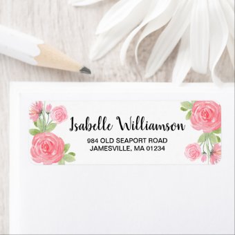 Feminine Pink Roses Return Address Labels | Zazzle