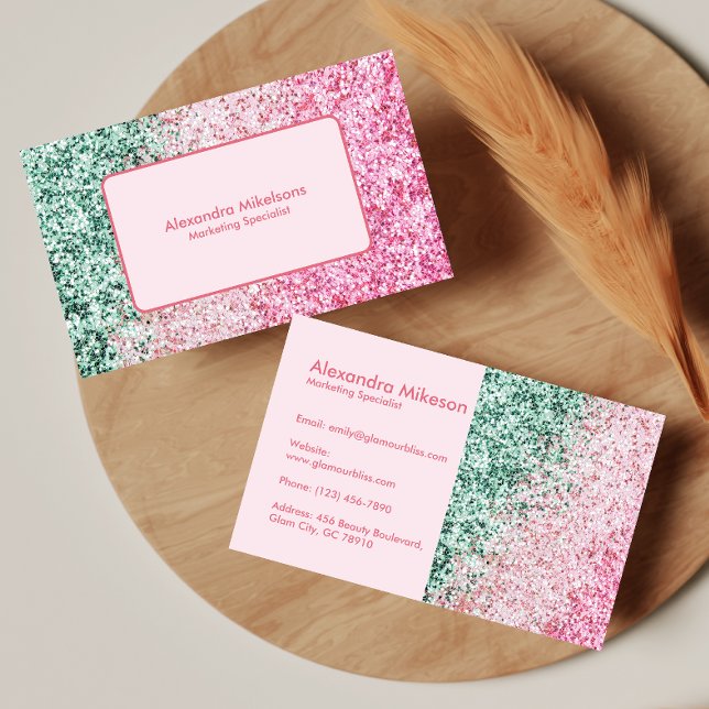 Feminine Pink Sparkle Business Card (Creator Uploaded)