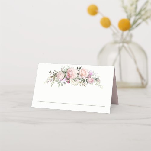 Feminine Pink Summer Rose Garden Place Card