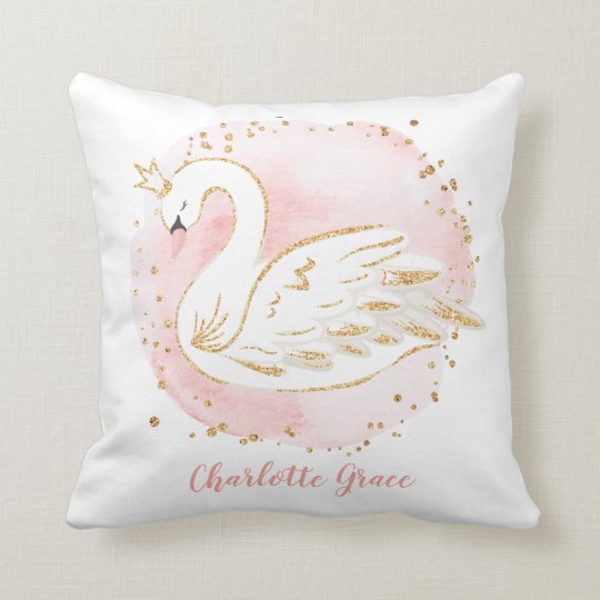 Feminine Pink Swan Princess Nursery Decoration Throw Pillow Feminine Pink Swan Princess Nursery Decoration Throw Pillow