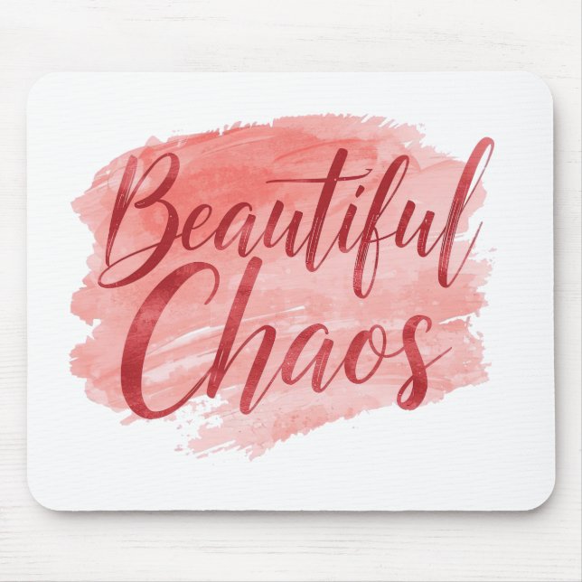 Feminine Pink Watercolor Beautiful Chaos Mouse Pad (Front)