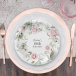 Feminine Pink Watercolor Floral 80th Birthday Paper Plates<br><div class="desc">Celebrate an 80th birthday in beautiful feminine style with this lovely paper plate in pastel pink watercolor florals. A text template is included to personalize with the guest of honor's name. You can also use this template for other ages by personalizing the number 80 to your desired age number. Plates...</div>