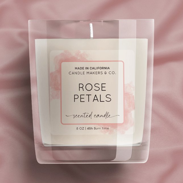 Feminine Pink Watercolor Translucent Candle Label (Creator Uploaded)