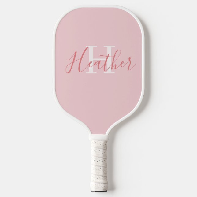 Feminine Pink with Name and Initial Carbon Fiber Pickleball Paddle (Front)