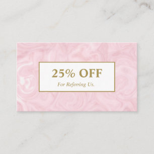 Feminine professional rose gold marble salon spa referral card