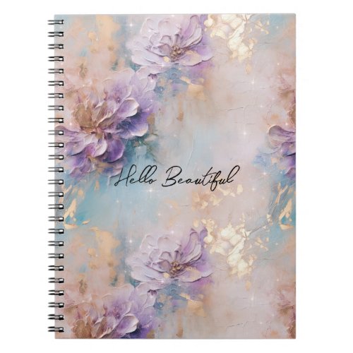 Feminine Purple Blue and Gold Floral Notebook
