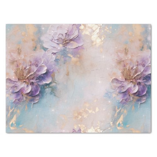 Feminine Purple Blue and Gold Floral Tissue Paper