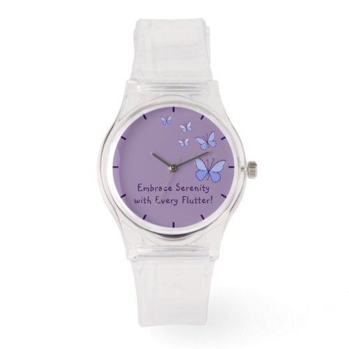 Feminine Purple Blue Butterflies with Quote Watch