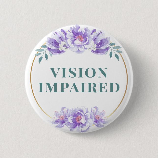 Feminine Purple Rose Floral Vision Impaired Button (Front)