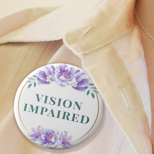 Feminine Purple Rose Floral Vision Impaired Button