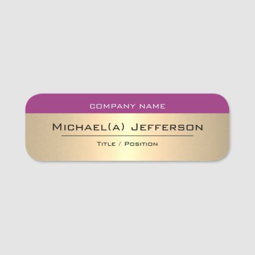 Feminine Purple Violet And Gold Metallic Elegant Name Tag