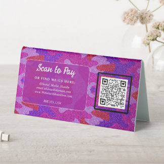Feminine QR code Scan To Pay Pop-Up Market Vendor Table Tent