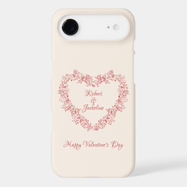 Feminine Romance Floral Red Heart Valentines Day Case-Mate iPhone Case (Back)