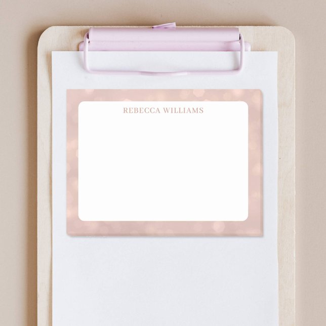 Feminine Rose Gold Bokeh Pattern Name Template Post-it Notes (Creator Uploaded)