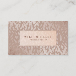 Feminine Rose Gold Willow Tree Leaf Pattern Business Card