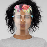 Feminine Rustic Boho Floral with Name Face Shield
