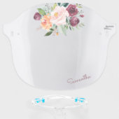 Feminine Rustic Floral Bouquet with Your Name Face Shield (Front w/Glasses)